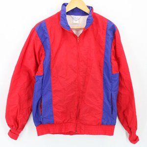 Vintage Moving Comfort Windbreaker Jacket Womens Red & Blue Full Zip Size Large